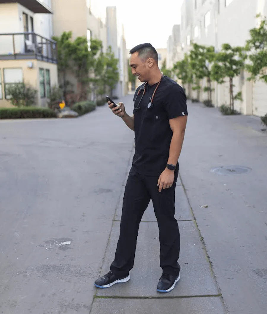 Jared, BSN, RN wearing Cloves nursing shoes in "Night Shift"