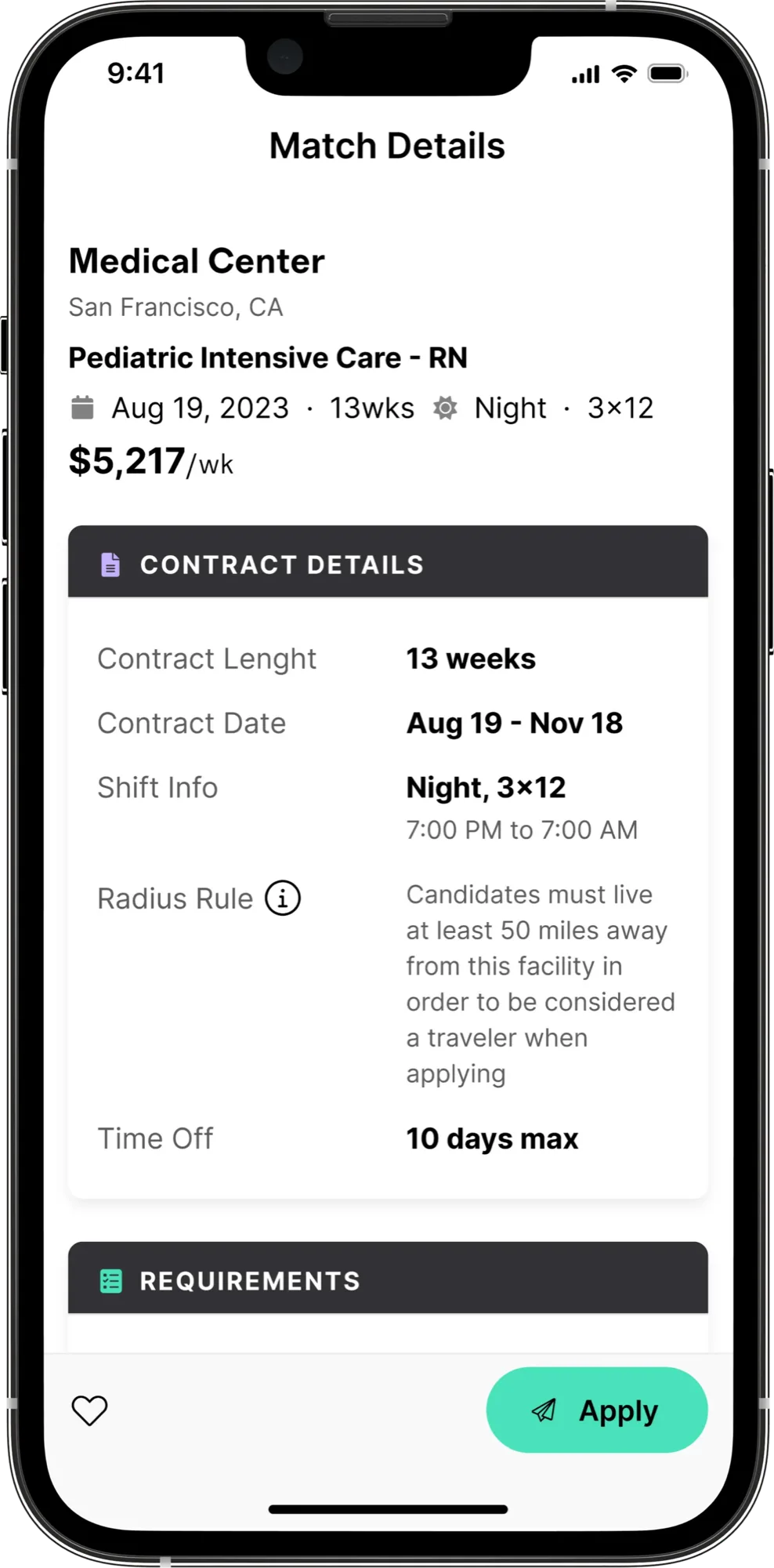 Trusted mobile app showing full job details as well as full pay transparency.